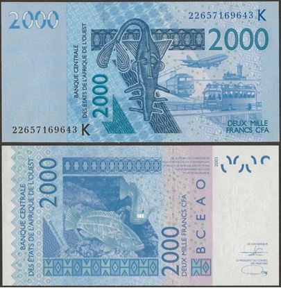 Picture of WAS K Senegal,P716K, B122Kv,2000 Francs,2022