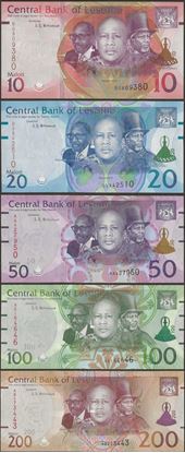 Picture of Lesotho,5 NOTE SET,B227 - B231,10 to 200 Maloti,2021