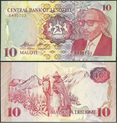 Picture of Lesotho,P11,B208a,10 Maloti,1990