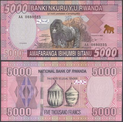 Picture of Rwanda,P41,B140a,5000 Francs,2014,AA