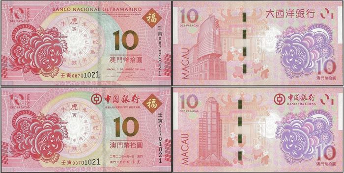 Picture of Macau,SET - 10 Patacas,2022,Tiger,Comm