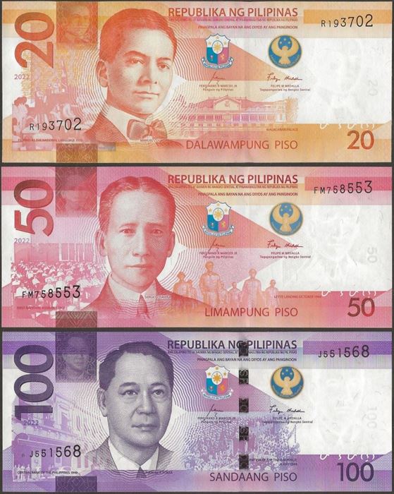 Picture of Philippines,3 SET,20 to 100 Piso,2022