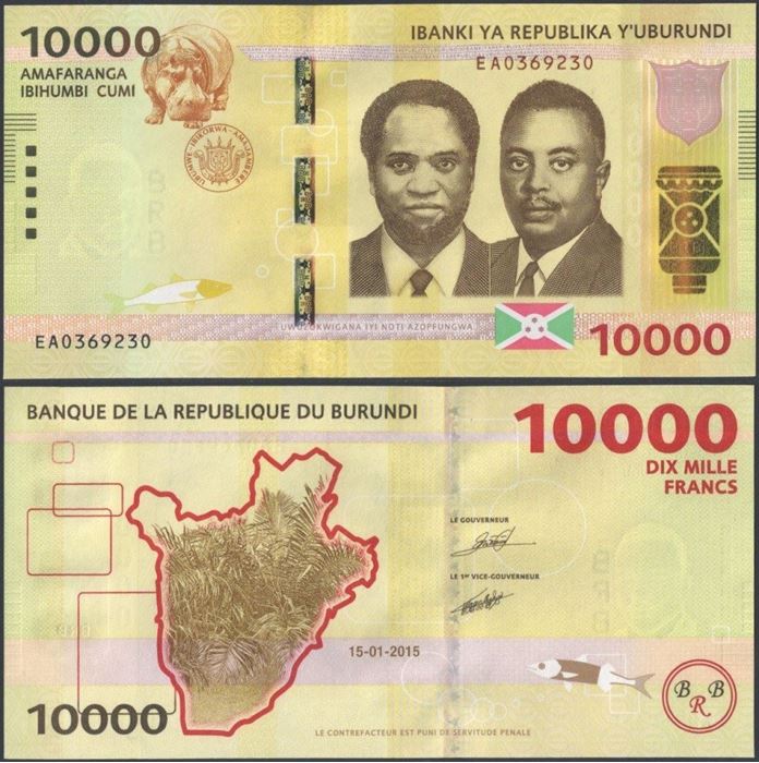 Picture of Burundi,P54a,B240a,10000 Francs,2015