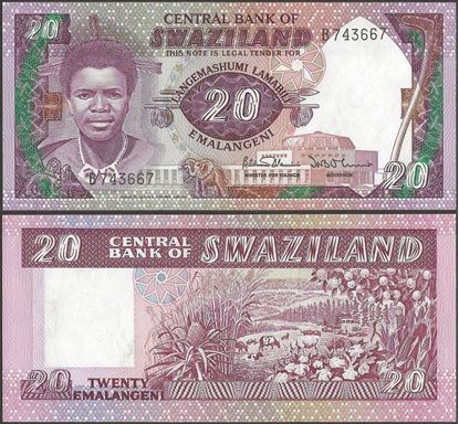 Picture of Swaziland,P12a,B207a,20 Emalangeni,1986