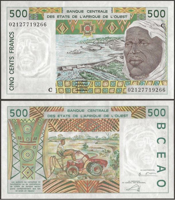 Picture of WAS C Burkina Faso,P310Cl,B115Cl,500 Francs,2002