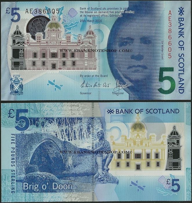 Picture of Scotland,P130,5 Pounds,2016,BoS,Polymer