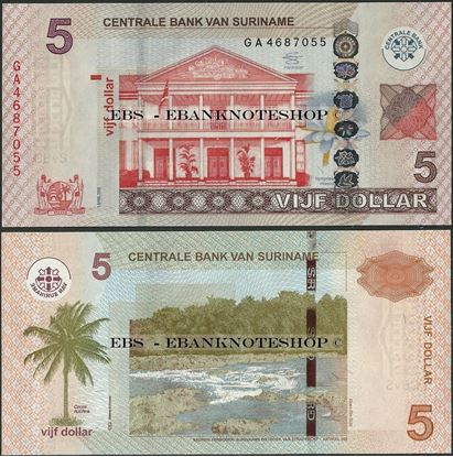 Picture of Suriname,P162b,B545b,5 Dollars,2012