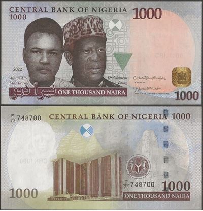 Picture of Nigeria,P36u,B229u,1000 Naira,2022