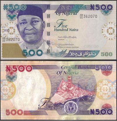 Picture of Nigeria,P30,B228r,500 Naira,2021