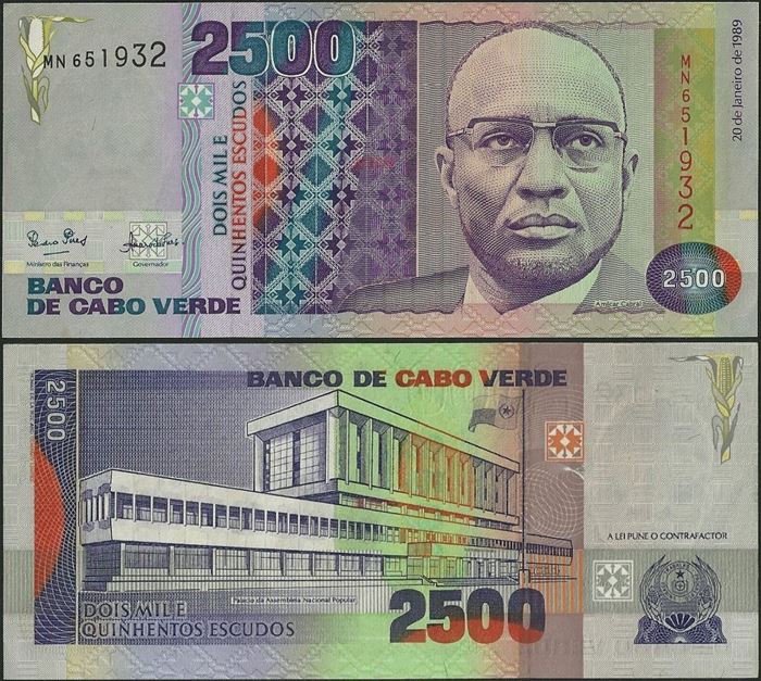 Picture of Cape Verde,P61,B208,2500 Escudos,1989