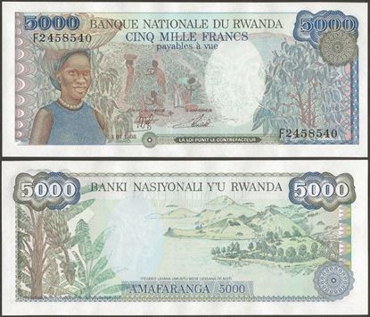 Picture of Rwanda,P22,B121,5000 Francs,1998