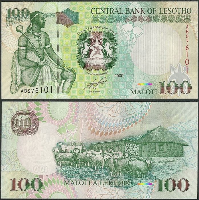 Picture of Lesotho,P19e,B221b,100 Maloti,2009