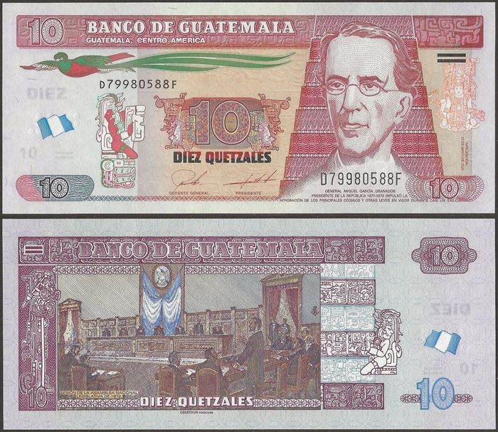 Picture of Guatemala,P123k,B606k,10 Queztals,2020