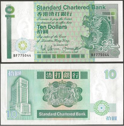 Picture of Hong Kong,P278,B401c,10 Dollars,1987,SCB