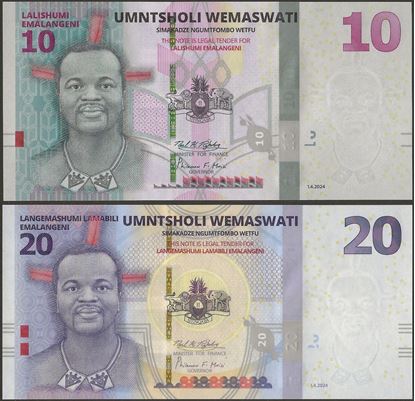 Picture of Eswatini,SET-2 Notes,B101-B102a,10-20 Emalangeni,2024