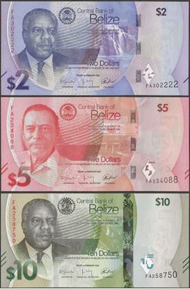 Picture of Belize,3 NOTE SET,2 to 10 Dollars,2025