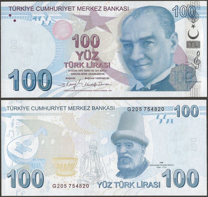Picture of Turkey,P226e,B304e,100 Lira,G Prefix
