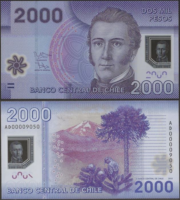 Picture of Chile,P162b,B297b,2000 Pesos,2012