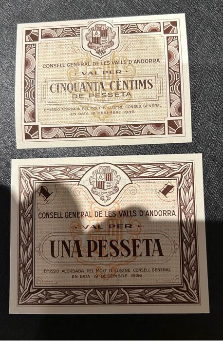 Picture of Andorra,P5/P6,50 Centims/1 Pesetta1936