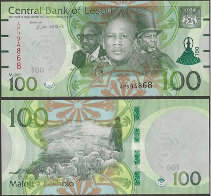 Picture of Lesotho,P29b,B230b,100 Maloti,2024