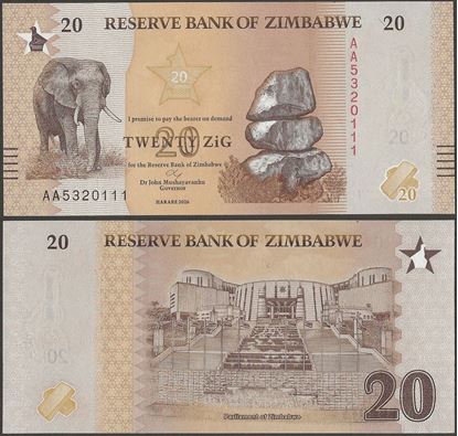Picture of Zimbabwe,P116,B207,20 Zig Dollars,2026