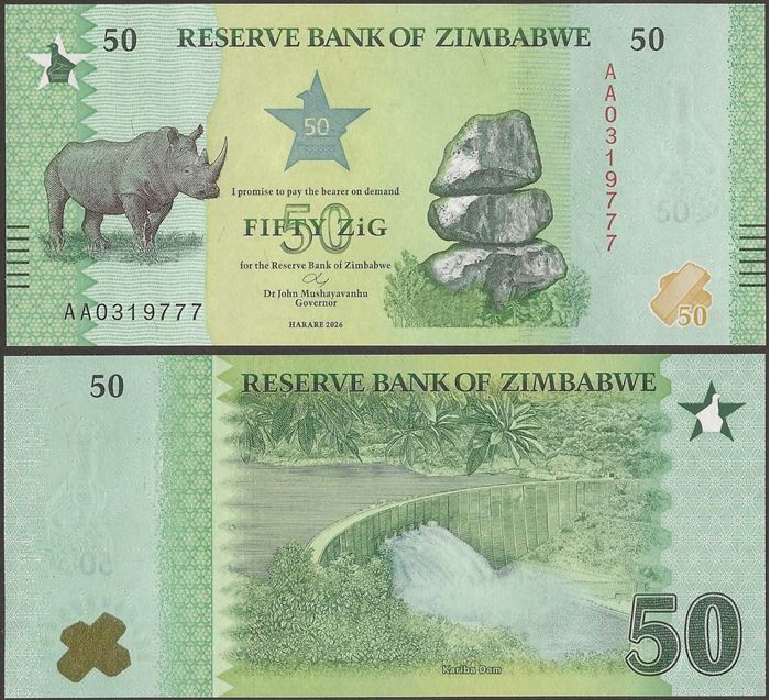 Picture of Zimbabwe,P117,B208,50 Zig Dollars,2026
