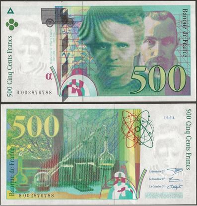Picture of France,P160a,B1020a,500 Francs,1994