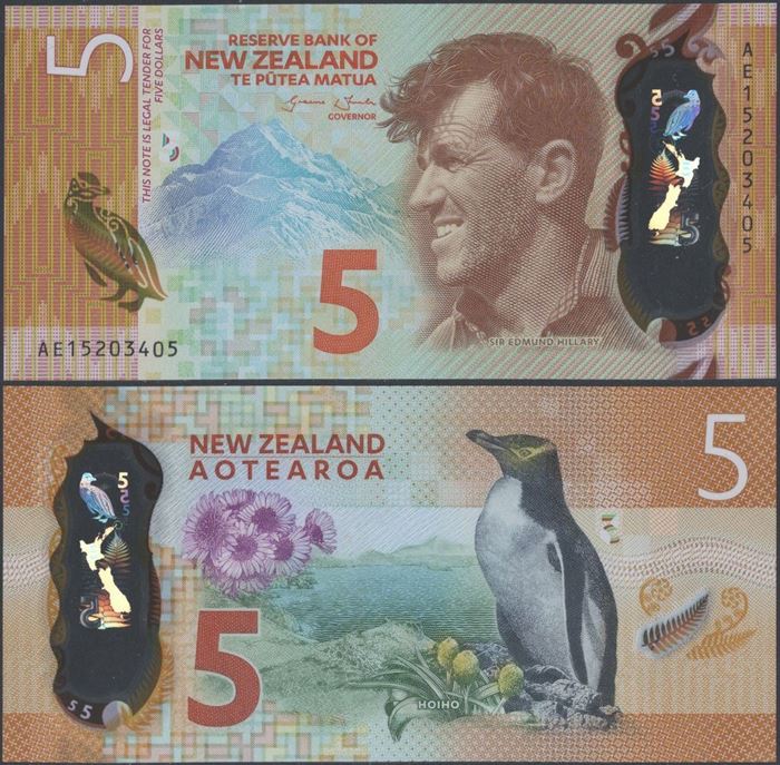 Picture of New Zealand,P191,B137,5 Dollars,2015