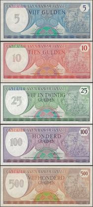 Picture of Suriname,5 NOTE SET,5 to 500 Gulden,1982-1985