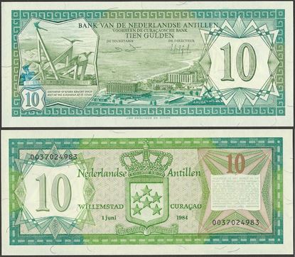 Picture of Netherlands Antilles,P16b,B215b,10 Gulden, 1984