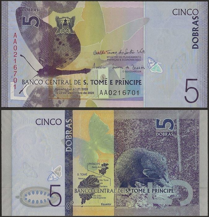 Picture of Sao Tome Principe,P76a,B314a,5 Dobras,2020
