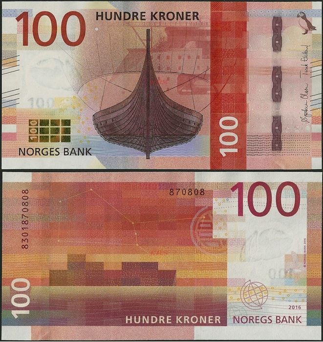 Picture of Norway,P54,B658,100 Kroner,2016