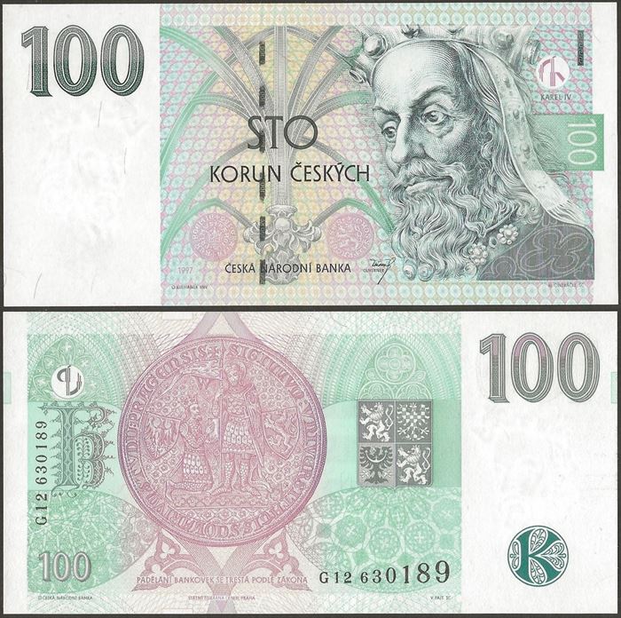 Picture of Czech Republic,P18,B117a,100 Korun,1997