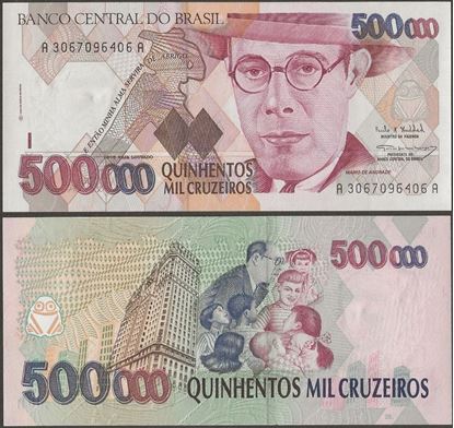 Picture of Brazil,P236a,B858a,500000 Cruzeiros,In 1993
