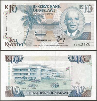 Picture of Malawi,P25b,B125b,10 Kwacha,1992